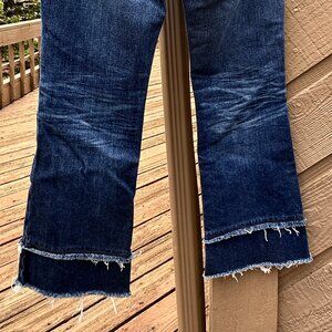 EUC RARE AG Jodi Crop HIgh Rise Flare Jean with Double Raw Hem EUC